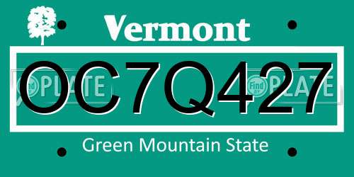 OC7Q427 Vermont License Plate