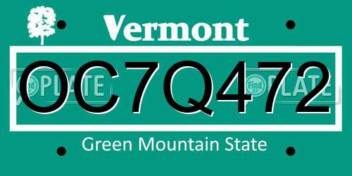 OC7Q472 Vermont License Plate