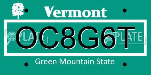 OC8G6T Vermont License Plate
