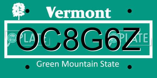 OC8G6Z Vermont License Plate