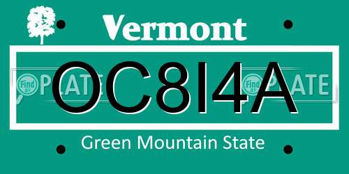 OC8I4A Vermont License Plate