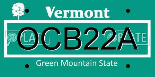 OCB22A Vermont License Plate