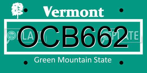 OCB662 Vermont License Plate
