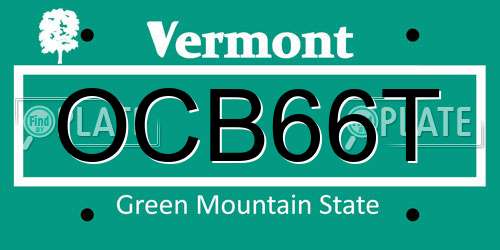 OCB66T Vermont License Plate