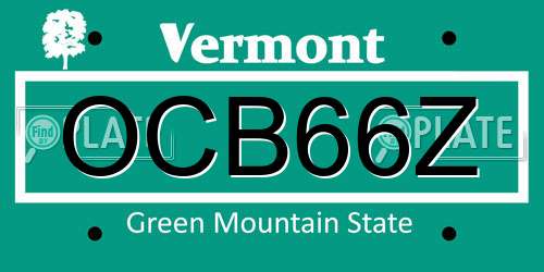 OCB66Z Vermont License Plate