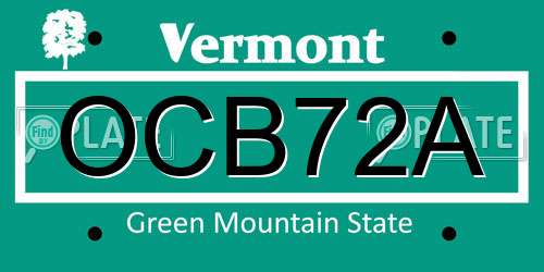 OCB72A Vermont License Plate