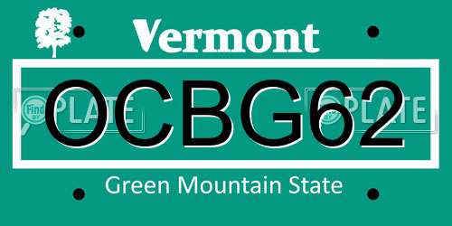OCBG62 Vermont License Plate