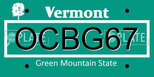 OCBG67 Vermont License Plate