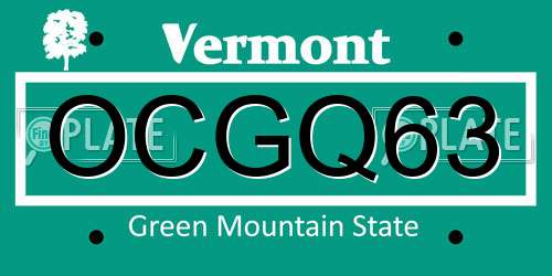 OCGQ63 Vermont License Plate