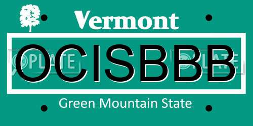 OCISBBB Vermont License Plate