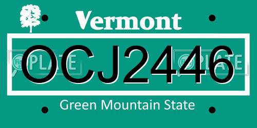 OCJ2446 Vermont License Plate
