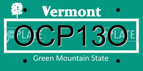OCP13O Vermont License Plate