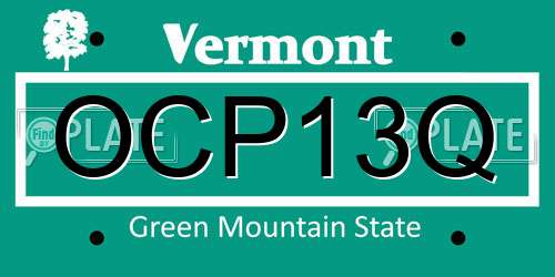 OCP13Q Vermont License Plate