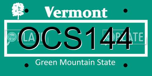 OCS144 Vermont License Plate