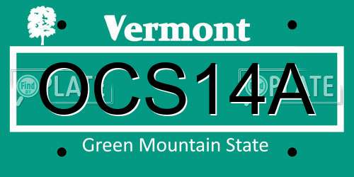 OCS14A Vermont License Plate