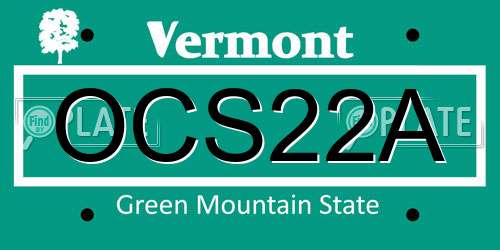OCS22A Vermont License Plate