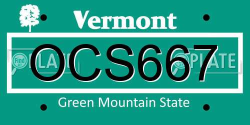 OCS667 Vermont License Plate