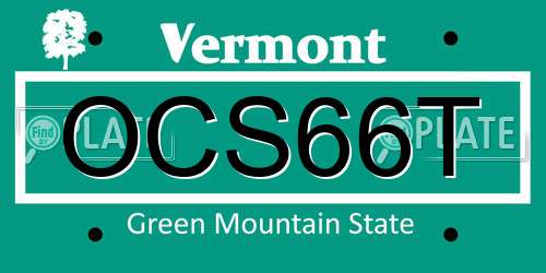 OCS66T Vermont License Plate