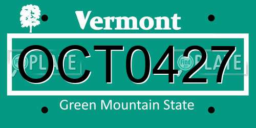 OCT0427 Vermont License Plate