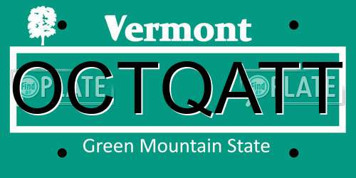 OCTQATT Vermont License Plate