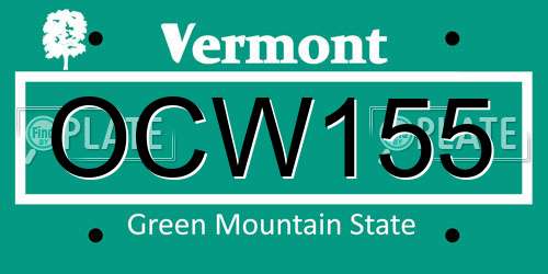 OCW155 Vermont License Plate