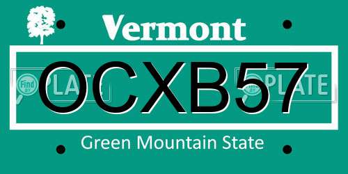 OCXB57 Vermont License Plate