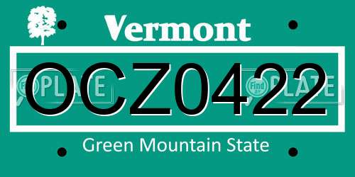 OCZ0422 Vermont License Plate