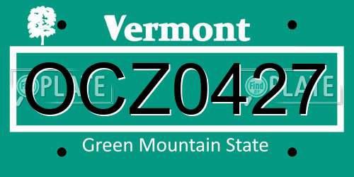 OCZ0427 Vermont License Plate