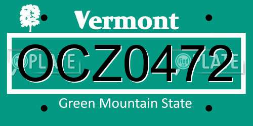 OCZ0472 Vermont License Plate