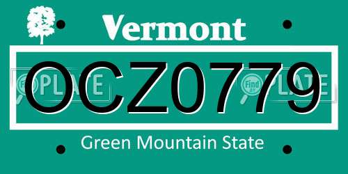OCZ0779 Vermont License Plate