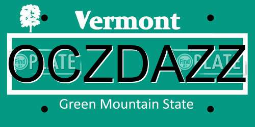 OCZDAZZ Vermont License Plate