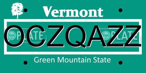 OCZQAZZ Vermont License Plate
