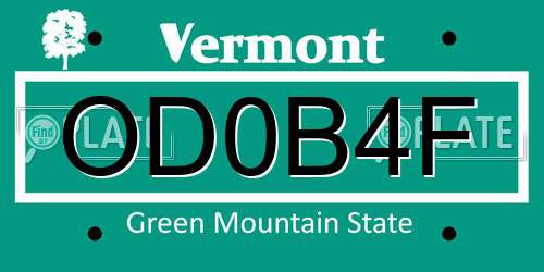 OD0B4F Vermont License Plate