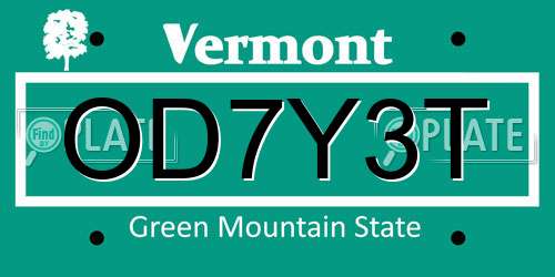 OD7Y3T Vermont License Plate