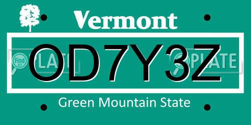 OD7Y3Z Vermont License Plate