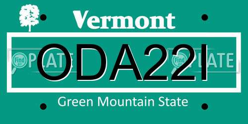 ODA22I Vermont License Plate