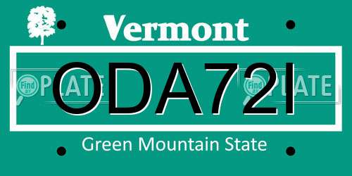 ODA72I Vermont License Plate