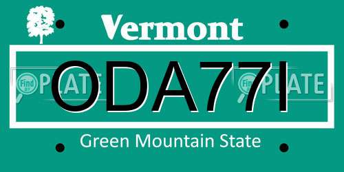 ODA77I Vermont License Plate