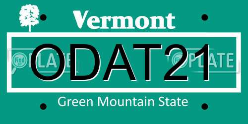 ODAT21 Vermont License Plate