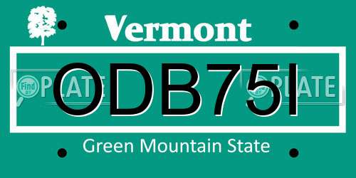 ODB75I Vermont License Plate