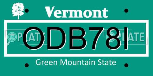 ODB78I Vermont License Plate