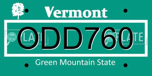 ODD760 Vermont License Plate