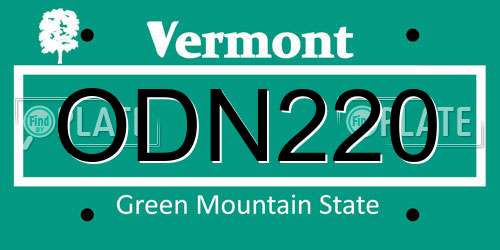 ODN220 Vermont License Plate