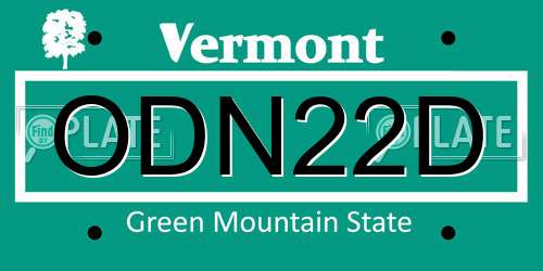 ODN22D Vermont License Plate