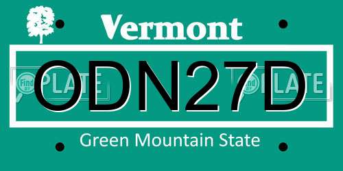 ODN27D Vermont License Plate