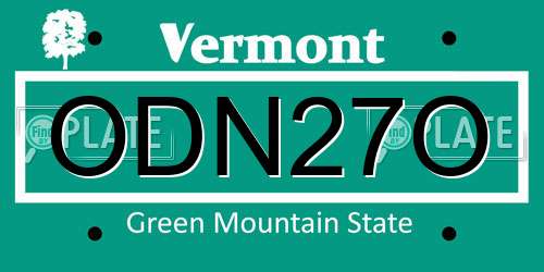 ODN27O Vermont License Plate