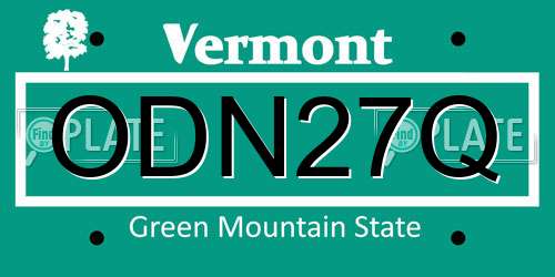 ODN27Q Vermont License Plate