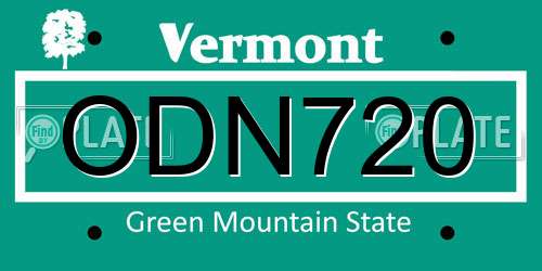 ODN720 Vermont License Plate