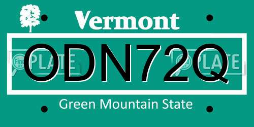 ODN72Q Vermont License Plate