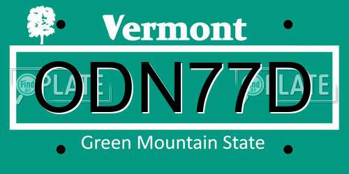 ODN77D Vermont License Plate